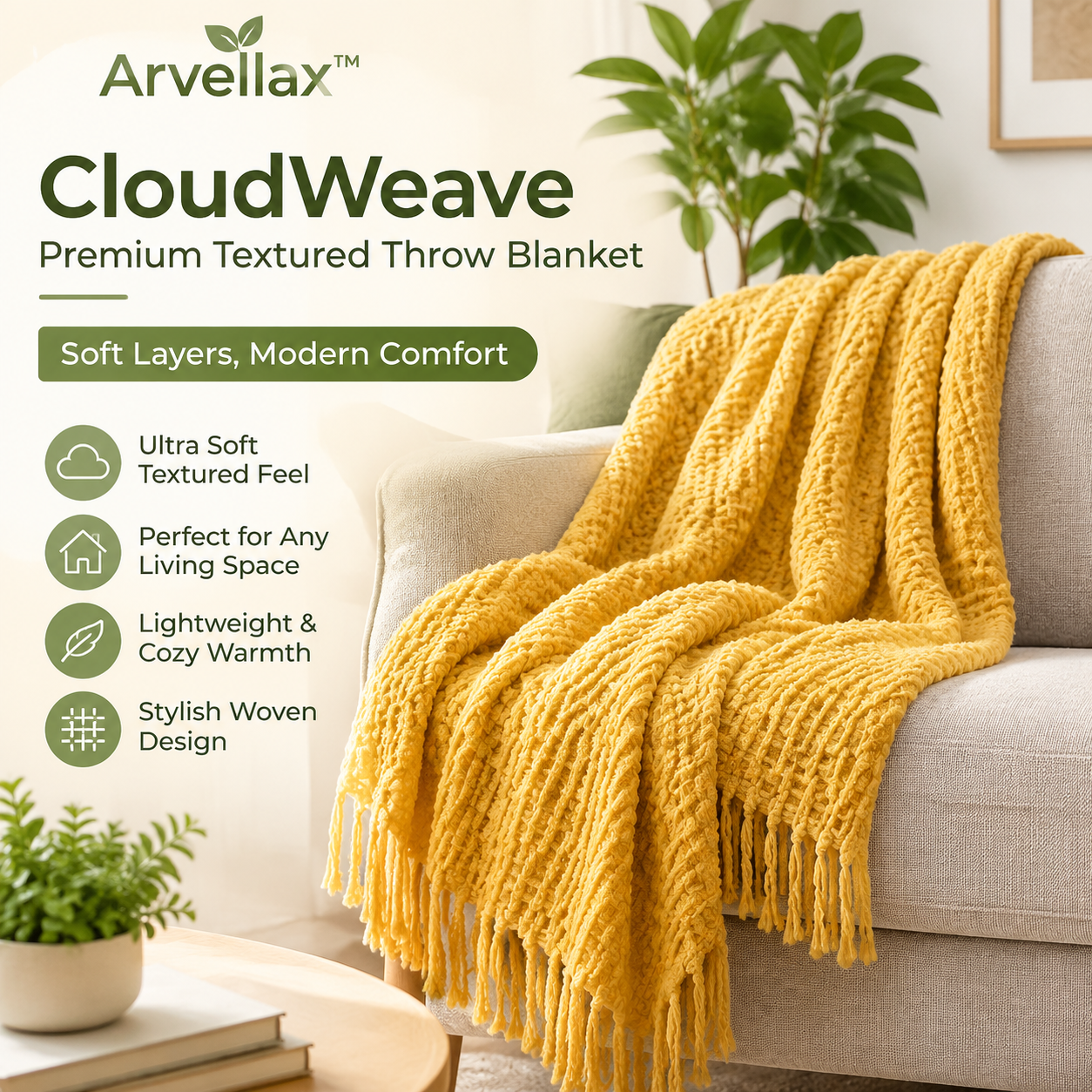 Arvellax™ CloudWeave Premium Textured Throw Blanket