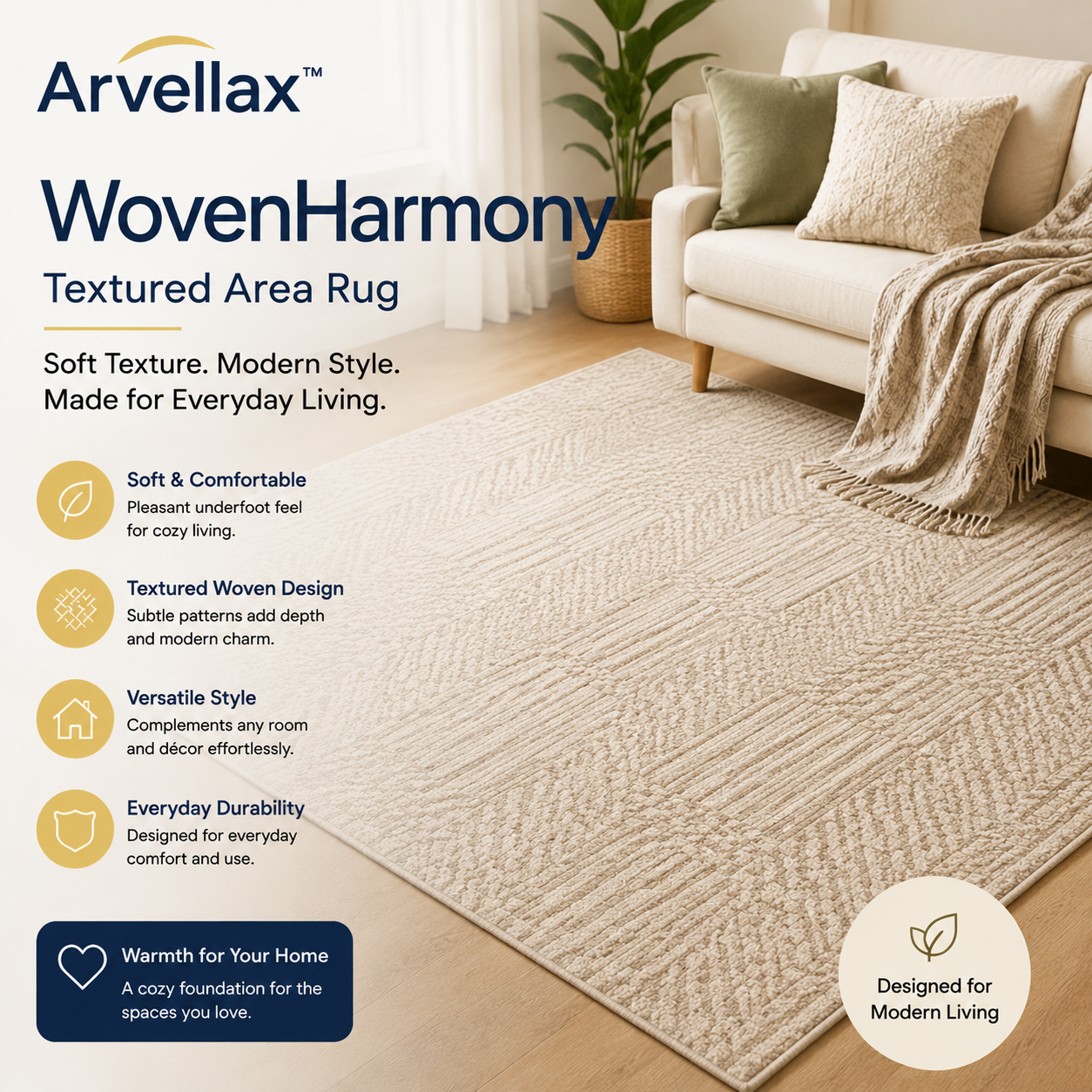 Arvellax™ WovenHarmony Textured Area Rug