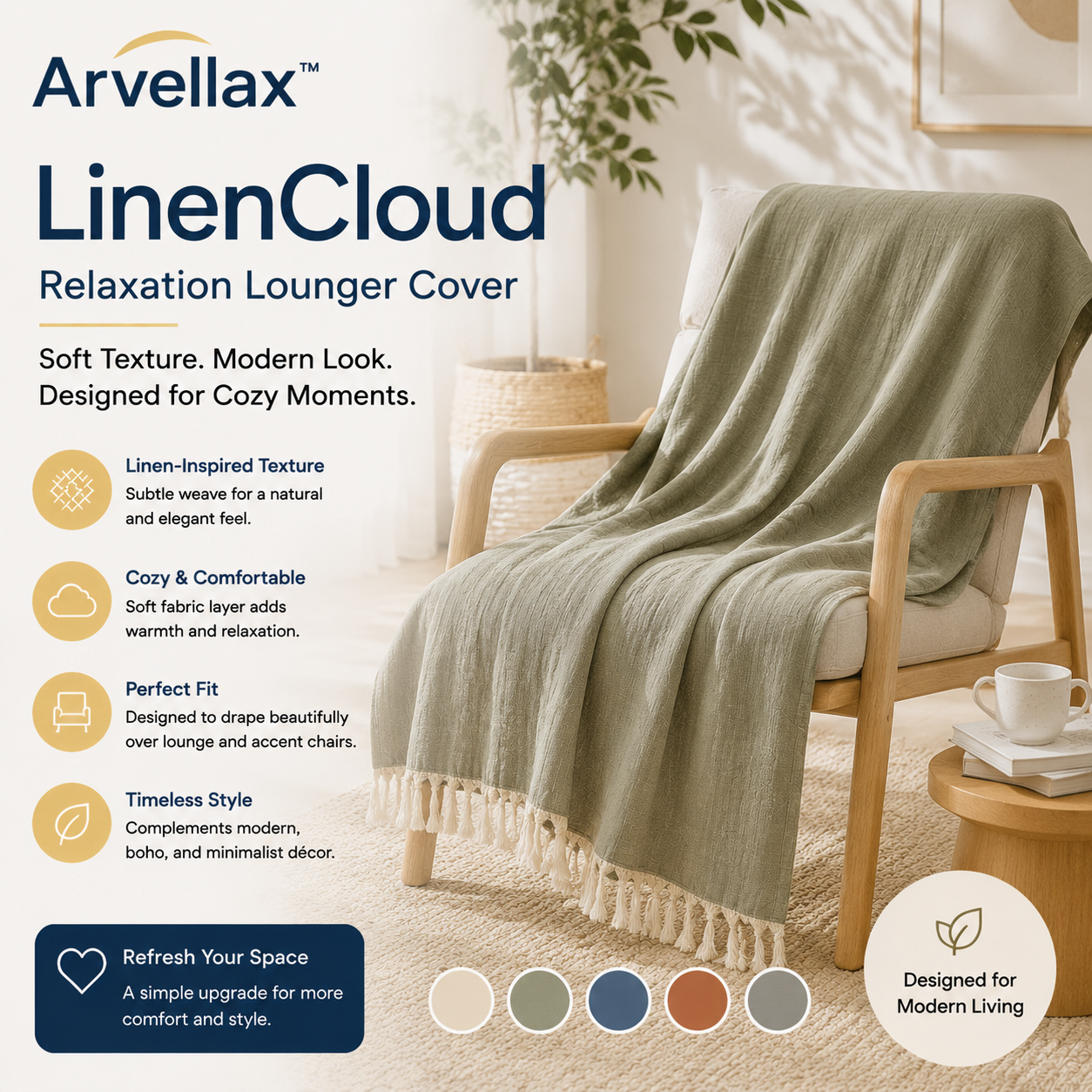 Arvellax™ LinenCloud Relaxation Lounger Cover